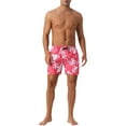 thumbnail image 2 of INSPIRE CHIC Men's Summer Hawaiian Pattern Drawstring Elastic Waist Mesh Lining Board Shorts 34 Red, 2 of 5