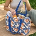 thumbnail image 2 of Pzuqiu Tropical Leaf Print Large Capacity Quilted Tote Bags for Women, Reversible Versatile Blue Puffer Shoulder Handbags for Work Travel Shopping College Everyday Use, 2 of 7