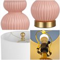 thumbnail image 7 of JONATHAN Y Daphne 20" Contemporary Transitional Metal/Glass Ribbed Gourd LED Table Lamp, Pink/Brass Gold, JYL1099B, 7 of 7