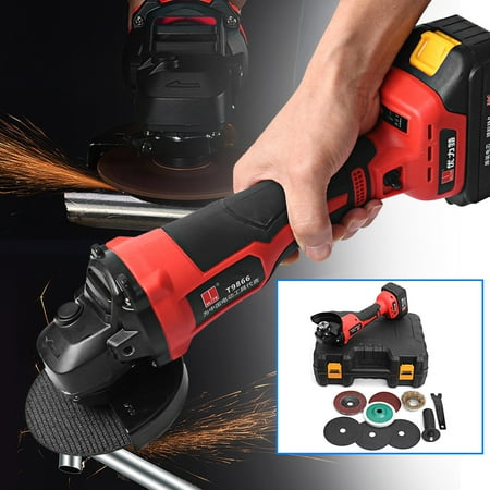 Cordless Metal Grinder 21V Cordless Grinder Brushless + 3.0Ah Rechargable Li-ion Battery 100mm Angle Grinding Cutting with Box & Accessories ()