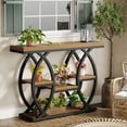 thumbnail image 4 of Finmind 39-Inch Industrial Console Table, 4-Tier Sofa Table with Metal Frame, Brown, 4 of 9