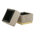 thumbnail image 5 of Furniture of America Vena Modern 15" Chenille Fabric Square Storage Stool, Silver Gray, 5 of 14