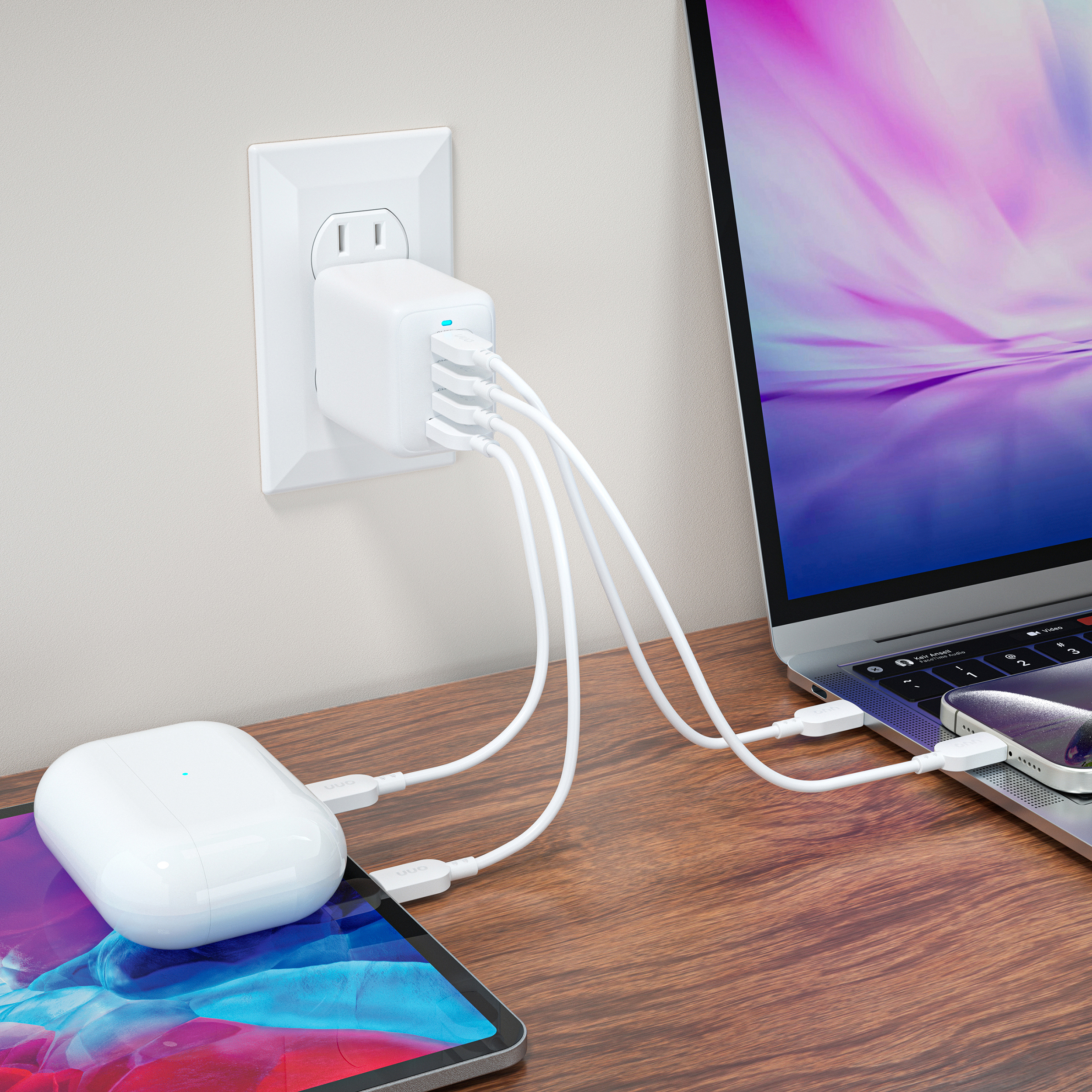 Onn 72W Multi-Port USB-C and USB-A Wall Charger, Foldable photo 6
