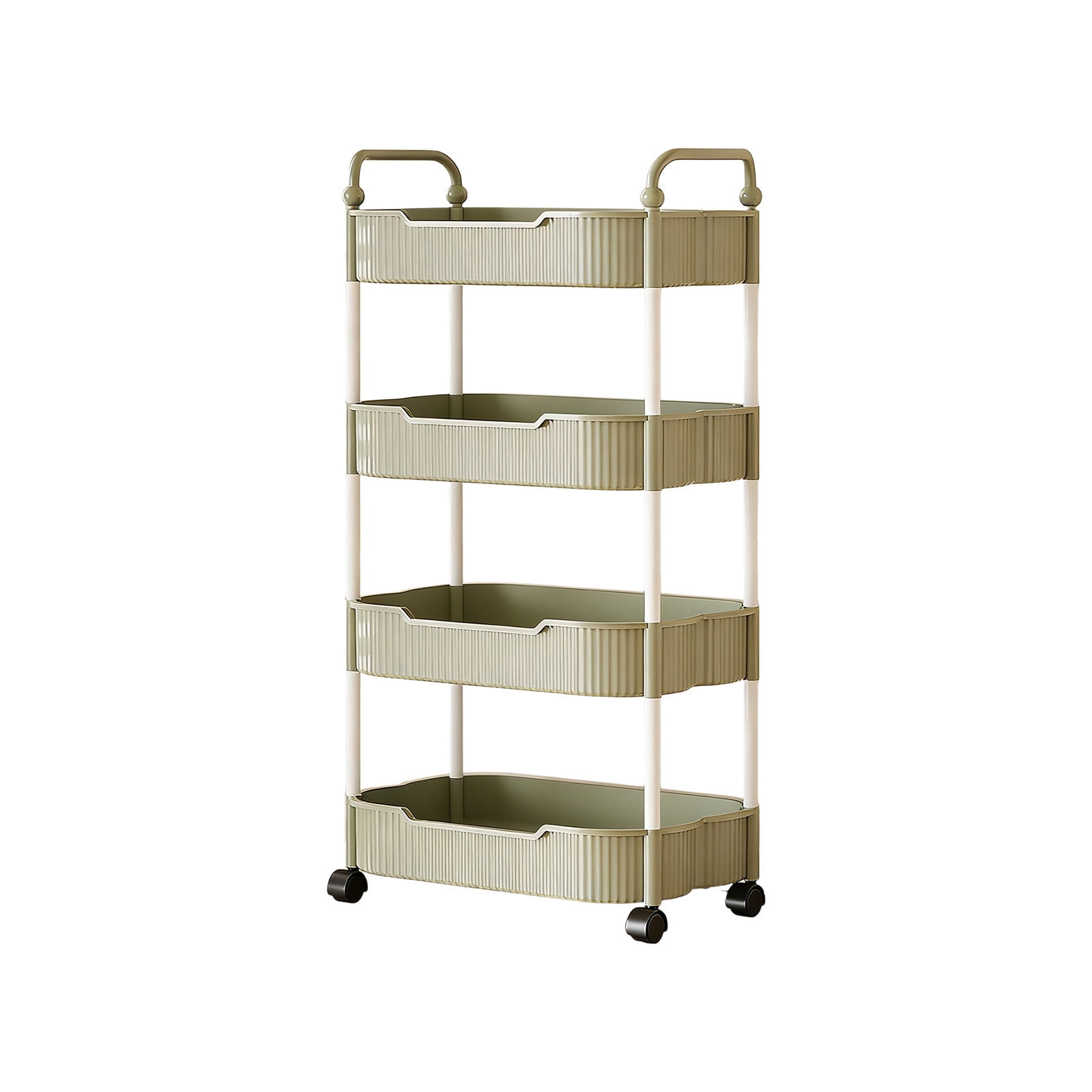 4-Tier Rolling Utility Cart, Multifunctional Storage Organizer with Plastic Shelf & Metal Wheel, Storage Cart for Kitchen, Bathroom, Living Room, Office