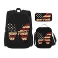 thumbnail image 1 of Disketp Patriotic USA Butterfly Art Mochila Estampada de Gran Capacidad con Lonchera y Estuche, Set de 3 Piezas para Estudiantes, 1 of 7