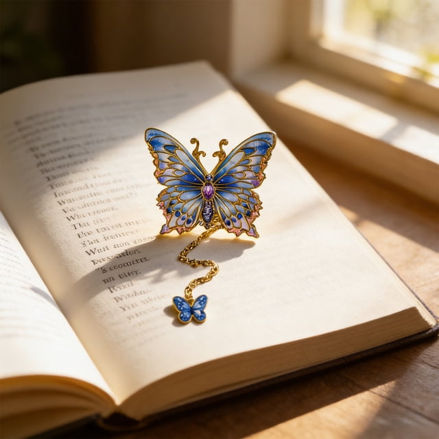 Marcapáginas de Mariposa de Metal Hueco con Cadena – Marcapáginas con Temática de Pintura Al Óleo de Monet para Amantes de Los Libros, Mujeres, Escritores, Lectores, Adolescentes y Niños.