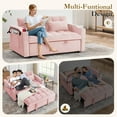 thumbnail image 2 of Dinosisco 4-in-1 Convertible Pull Out Sofa Bed, Loveseat Sleeper with Phone Stand, USB, Pink Velvet, 2 of 9