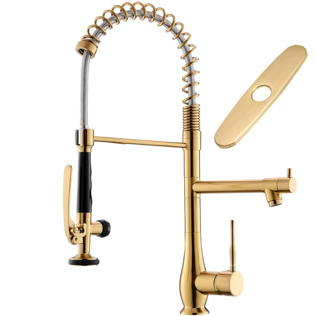 Grifo de cocina GIMILI en oro cepillado con pulverizador desplegable