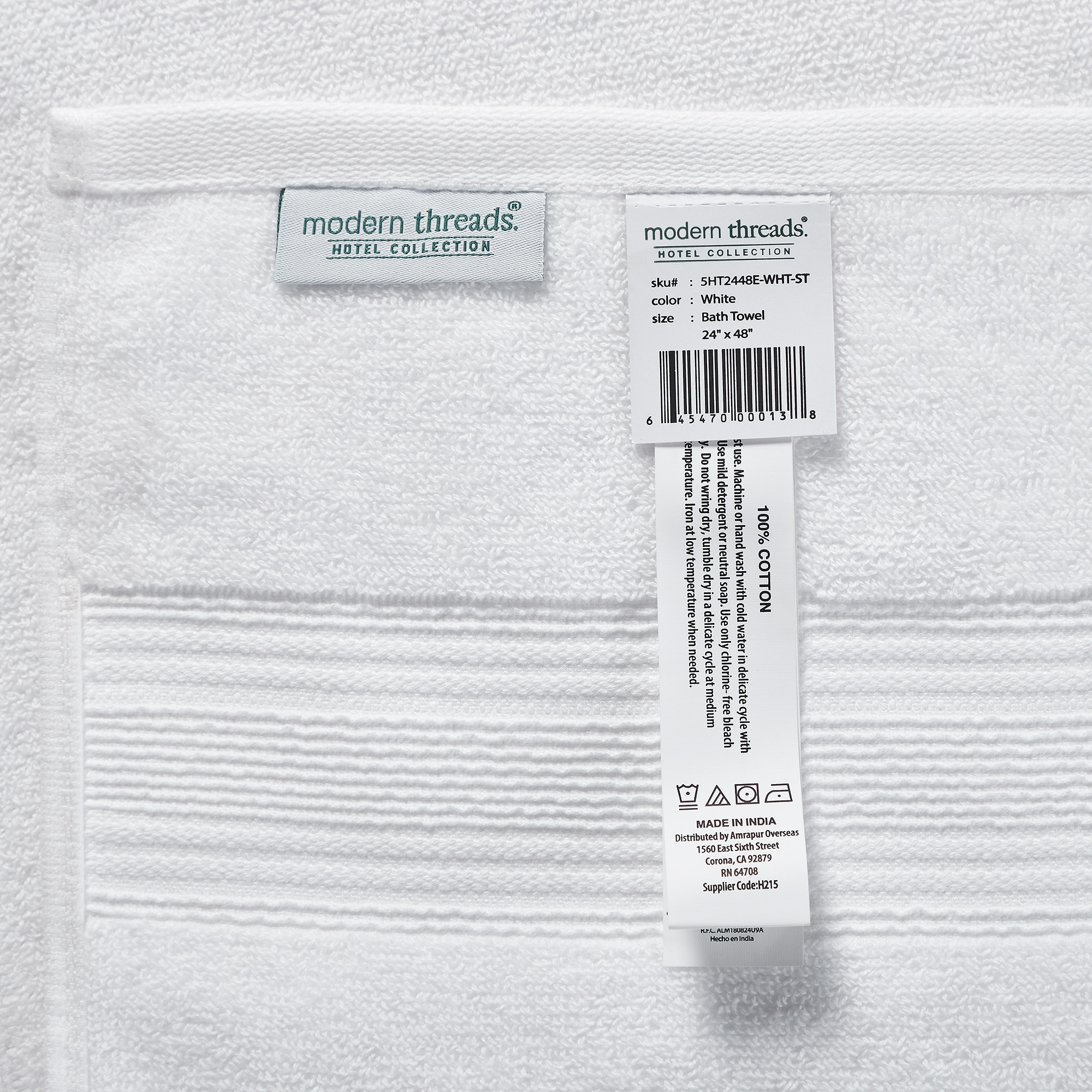 Modern Threads Hotel Collection 6-Pack 100% Ring Spun Cotton, Highly Absorbent Quick Drying Bath Towel Set, White, 24" x 48"