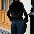 thumbnail image 4 of Sorvello Women's Faux Fur Collared Zip Up Jacket Fall Clothes Slim Fit Winter Coats Black L, 4 of 5