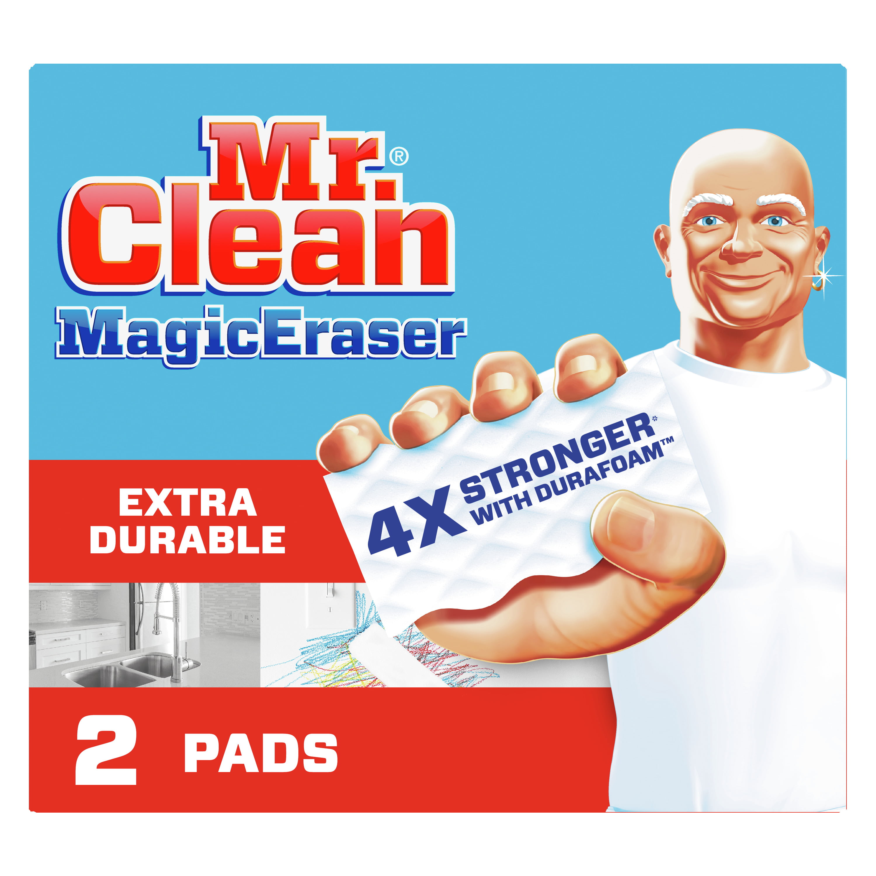 4 Mr Clean MAGIC ERASER 2pk x2 Multi Purpose Cleaning Sponges Kitchen Bathroom 