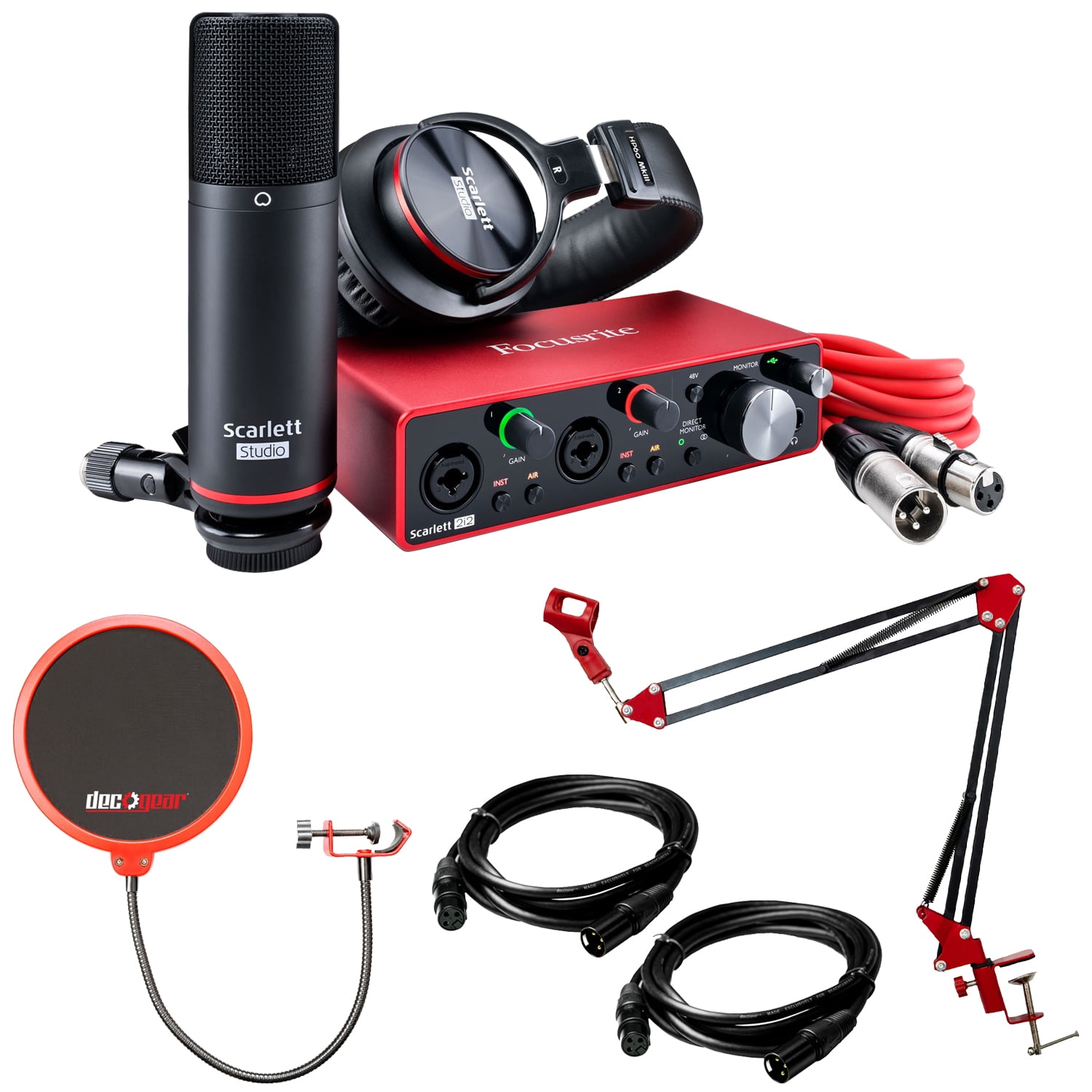 Focusrite Scarlett 2i2 Studio USB Audio Interface (3rd Gen) w/ Deco Gear  Recording Bundle - Walmart.com