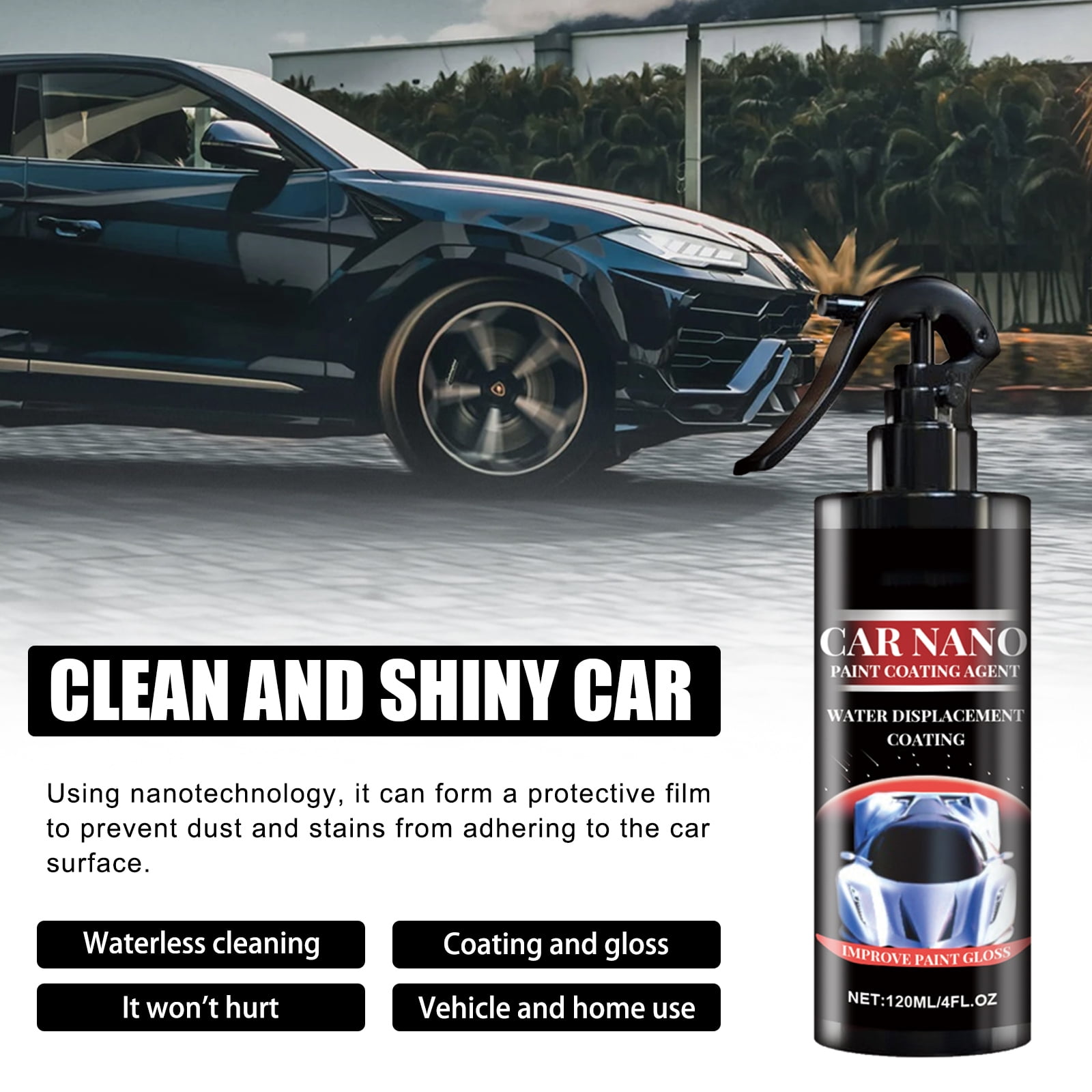 Alvantor Car Coating Spray, Car Wax and Ceramic Coating, Paint Protection for Car, 4fl.oz