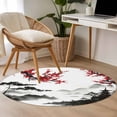 thumbnail image 4 of Small Round Rug 3Ft Washable Non-Slip, Chinese Mountain Circle Area Rugs for Living Room Bedroom, Landscape Painting Red Plum Flowers Indoor Floor Mats Carpet Runner for Home Decor, 4 of 8