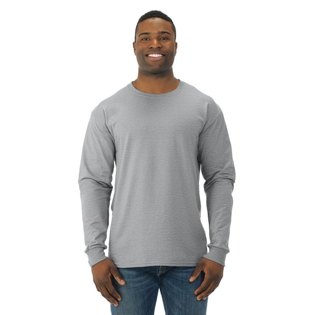 Jerzees Mens DRI-POWER Active Long Sleeve Crew T-Shirt, 3X, Heather Grey