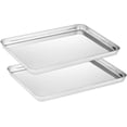 thumbnail image 1 of Stainless Steel Baking Sheets Non Toxic, Healthy Mirror Finish Rust Free Pans, Easy Clean Heavy Duty Multi Use Baking Trays, Silver Size Small Set Of 2, 1 of 6