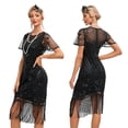 thumbnail image 2 of 1920s Vintage Dress Summer Fringe Beaded Great Gatsby Flapper Evening Dress Party Cocktail Prom, 2 of 8