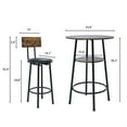 thumbnail image 5 of Modern Bar Table Set, SYNGAR Kitchen Table and Chairs for 2, 3 Piece Counter Height Dining Set with 2 Cushioned Stools, Round Long Bistro Pub Table Set, Breakfast Dining Table Set, Rustic Brown, 5 of 8