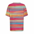 thumbnail image 7 of Summer Tops for Women V Neck Striped T Shirts Colorblock Trendy Casual Short Sleeve Base Graphic Tees Plus Size (M, Hot Pink), 7 of 7
