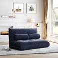 thumbnail image 2 of Lazy Sofa Seat, Adjustable Folding Futon Sofa with Metal Frame, Video Gaming Sofa with Two Pillows, Comfy Floor Sofa Couch Lounge Sofa for Bedroom Living Room Balcony Apartment, Antique Navy, 2 of 10