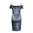 thumbnail image 4 of GDREDA Robe pour Femmes Bordure Européenne et Américaine Printemps Robe Slim à Bretelles Cordon Irrégulier Robe de Soirée 2024 Gris,S, 4 of 5