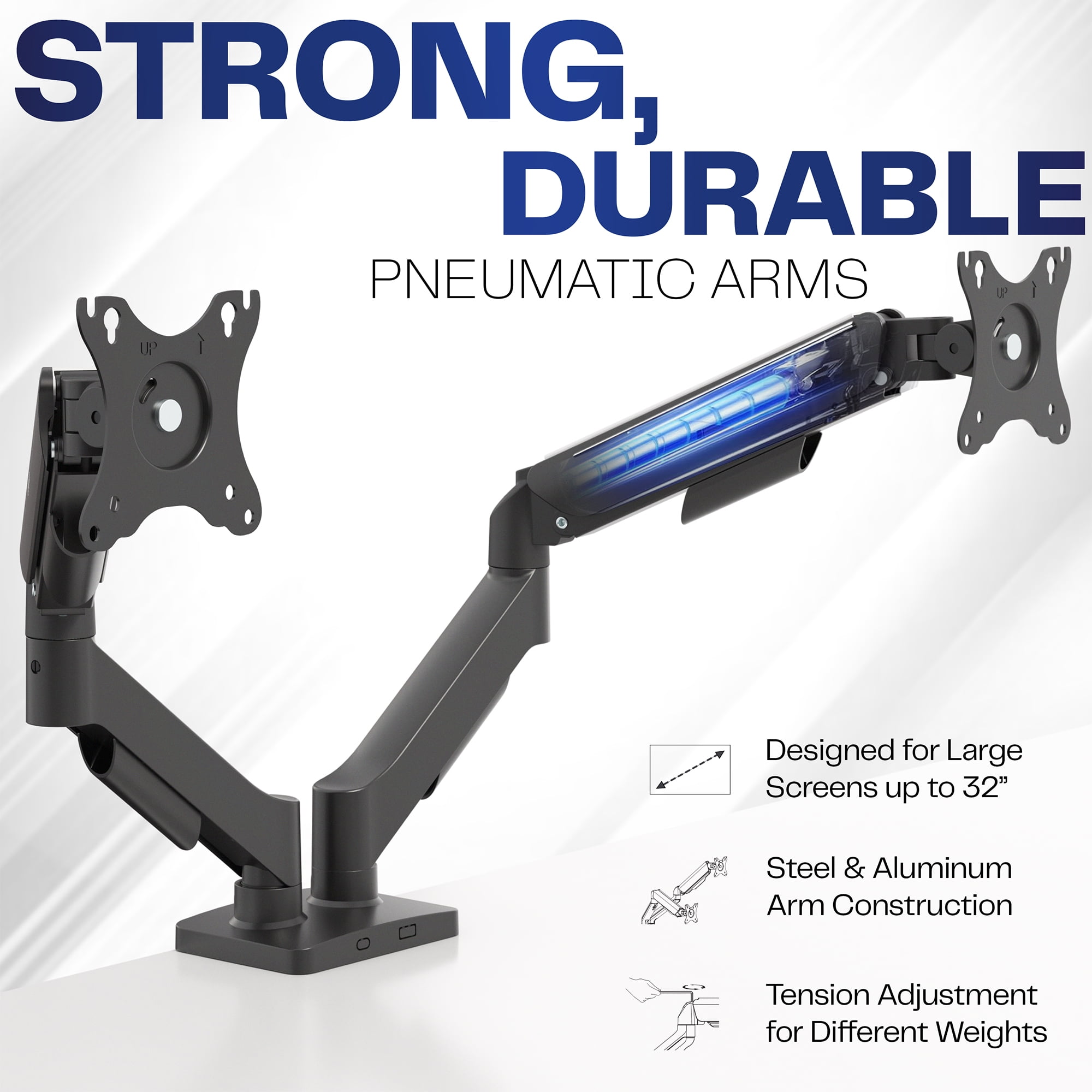 Dual Monitor Mechanical Spring Desk Mount Stand | Fits Screens up to 32"