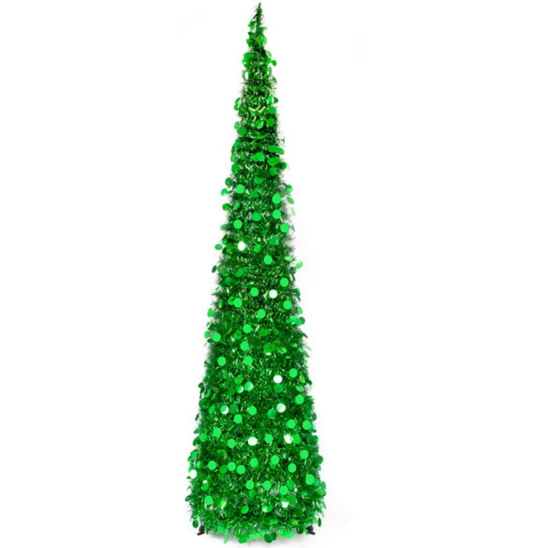Green Christmas Tree 5ft//1.5m Collapsible Detachable Christmas Decorations Shiny Star Colorful Artificial Xmas Ornament for New Year Holiday Xmas Decorations Party Home Display Office Decor