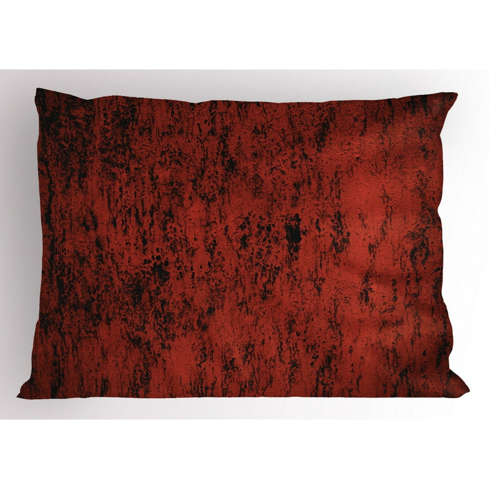 Red and Black Pillow Sham Artistic Abstract Pattern with Grungy