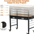 thumbnail image 3 of Garvee 48" x 24" Worktable with Drawer & Pegboard, Heavy Duty Work Platform Adjustable Height with Power Outlets, Wheels, 2000 LBS Load Capacity, Work Benches for Garage, Black, 3 of 6