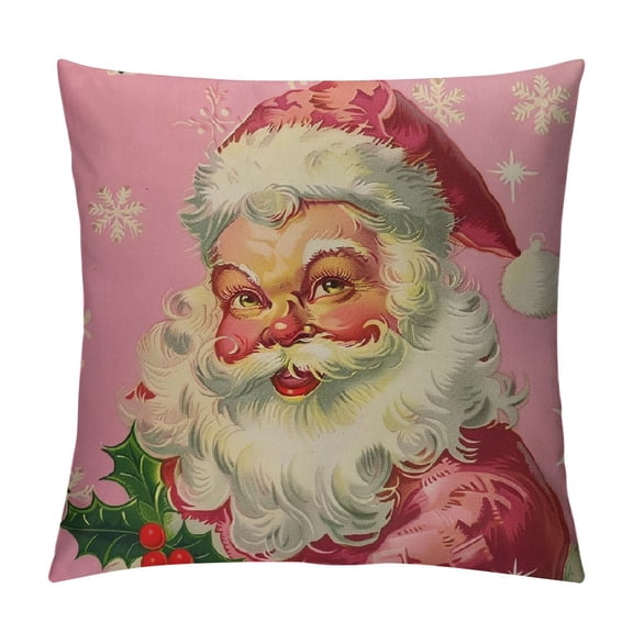 Pink Santa Pillow Covers , Pink Christmas Pillow Covers, Outdoor Christmas Pillow Covers, Christmas Pillow Cases, Christmas Pillows Decorative Throw Pillows- Pink Hats Santa (Pink)