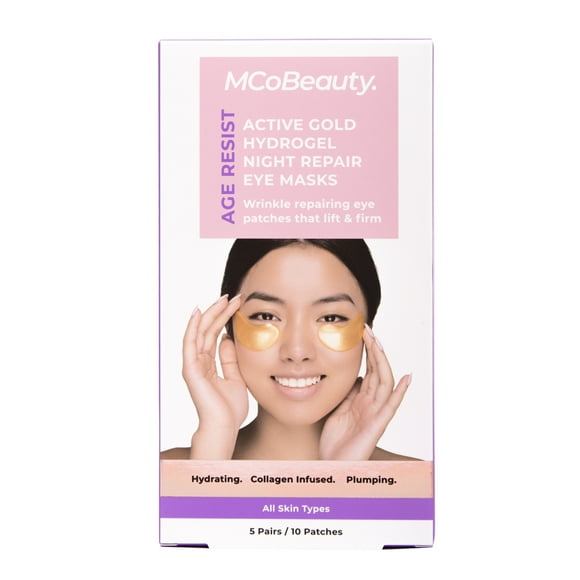 MCoBeauty - Anti-Âge - Masques pour les Yeux en Hydrogel à l'Or Actif Réparation de Nuit - 5 Paires