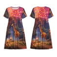 thumbnail image 5 of Defioc Lantern Giraffes Magical Forest Pattern Womens Summer Dresses Short Sleeve Sundress 2025 Beach Vacation Dresses with Pockets -Medium, 5 of 6