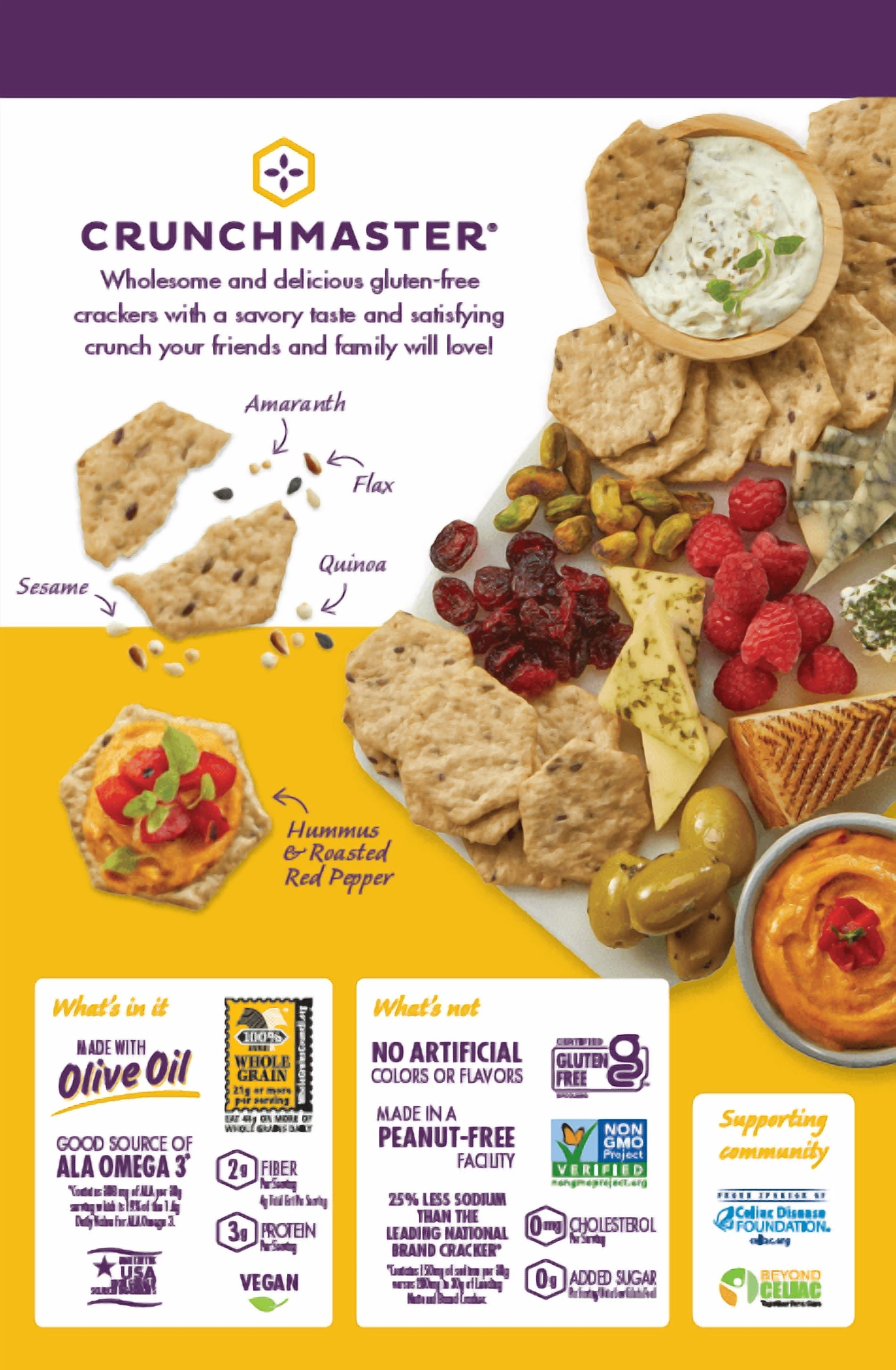 (6 pack) Crunchmaster Multi-Seed Original Gluten-Free crackers, Party Pack, 7 oz. Bag in Box
