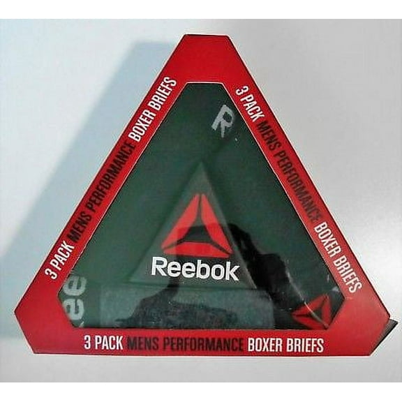 REEBOK MEN'S PACK 3 - 173 GIFTBOX BLACK GREY - LARGE - UNDERWEAR X3 BOXER BRIEF