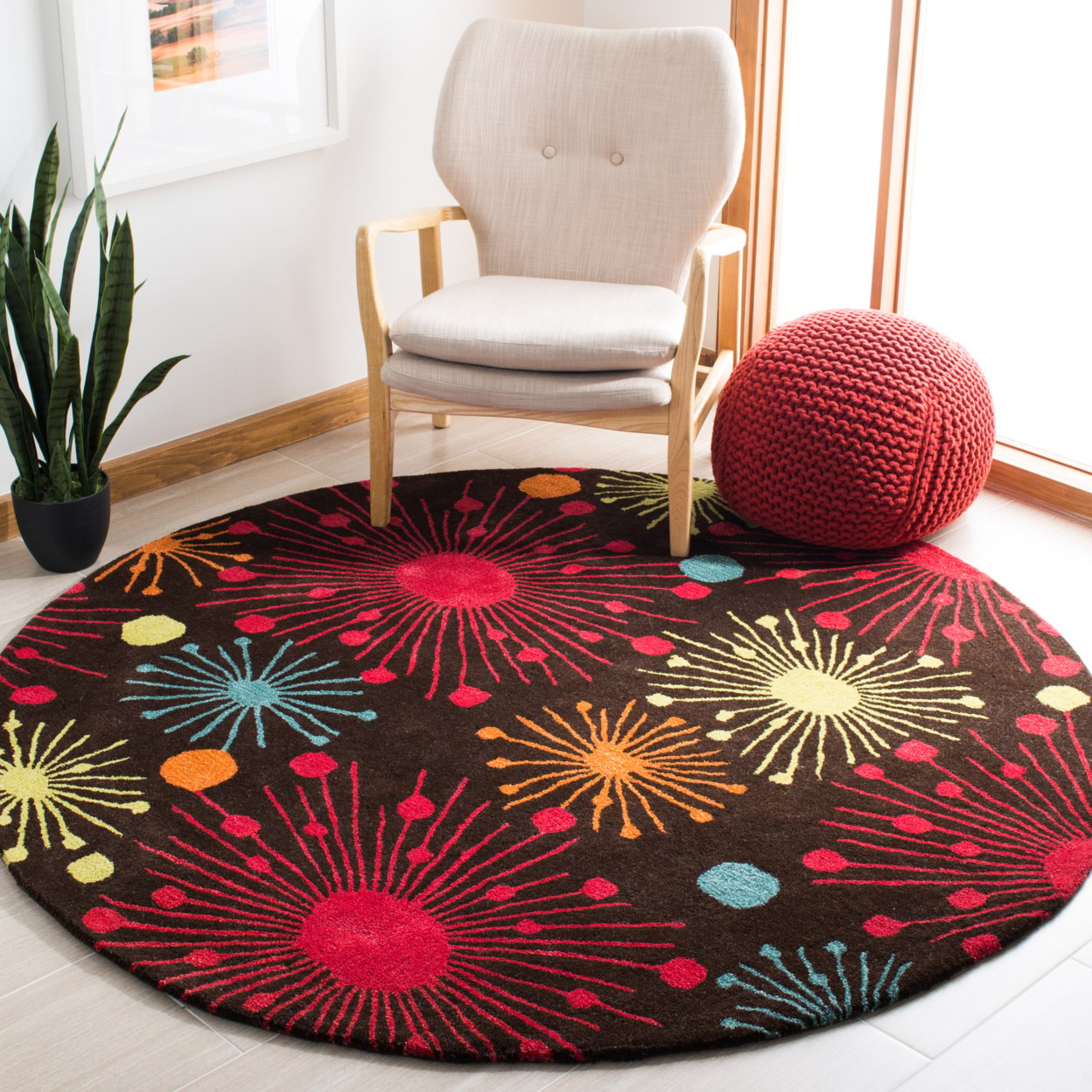 thumbnail image 2 of SAFAVIEH Soho Danielle Fire Works Wool Area Rug, Brown/Multi, 3'6" x 5'6", 2 of 8