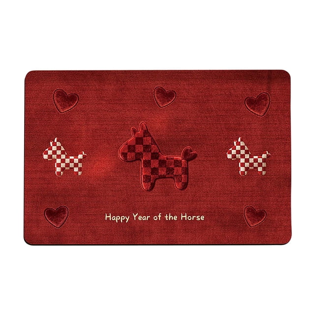 Sentmoon Outdoor Rugs Valentine Decorations Red Doormat Festive Horse Entrance Mat -front Door Mat Holiday Decoration Washable Welcome Mat