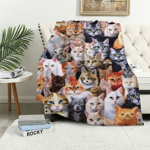 HENGT Cat Sofa Throw Blanket Flannel Super Soft Warm Bedspread Home Decor All Season for Bed Couch Living Room