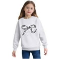 thumbnail image 6 of SERTG Girls Cute Bow Print Blouse Long Sleeve Round Neck Shirts Kids Spring Fall Casual Everyday Festival Pullover Top(White,2-3 Years), 6 of 7