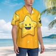 thumbnail image 3 of Balery Happy Cartoon Star Camisas hawaianas de manga corta para hombre, camisas playeras de corte holgado, camisas de vacaciones con botones,3X-Large, 3 of 7