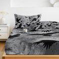 thumbnail image 6 of King Size Fitted Sheet Set - Black Crow Birds 3 Piece Bedding Sets 16" Deep Pocket Fitted Sheet with 2 Pillowcases, Abstract Spooky Grey Sky Wings Brushed Microfiber Hotel Luxury Bed Sheets, 6 of 9