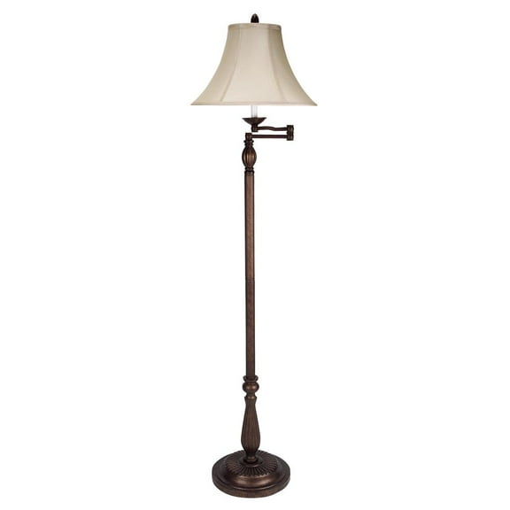 Cal Lighting 16" Traditional Metal Floor Lamp with Swing Arm in Brown