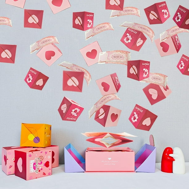Caja de regalo sorpresa explosiva | Caja explosiva de papel rojo con función de rebote para Navidad y cumpleaños | Regalo único para fiestas de niños y adultos