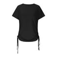 thumbnail image 3 of Fesfesfes Women's Athletic Short-Sleeve Tops Fashion Summer Side Tie Detail Crew Neck T-shirt Solid Color Outdoor Sports Breathable Tee(Black,2XL), 3 of 8