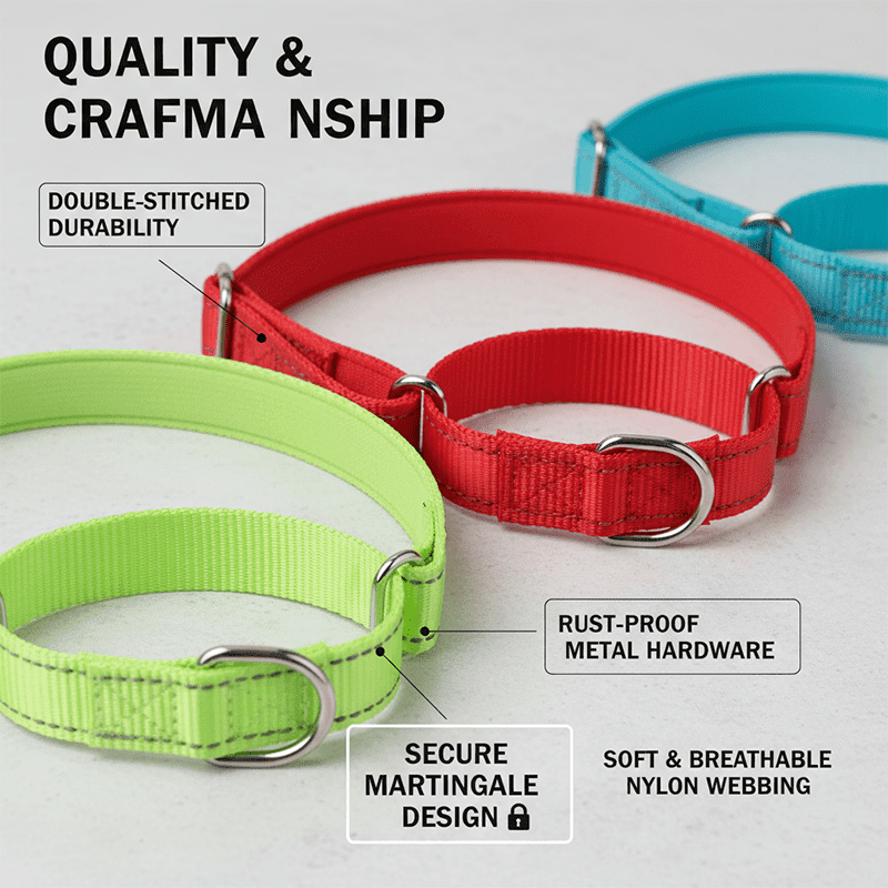 12 Pcs Reflective Martingale Dog Collars Adjustable Nylon Training Collars with Metal Buckle Soft Lined No Slip Pet Walking Gear for Medium Dogs Easter Gift for Pet Owners