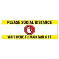thumbnail image 1 of SignMission FD-R-16-99977 6 x 18 in. Non-Slip Floor Graphic Coronavirus Vinyl Decal - Social Distance Wait Here to Maintain 6 ft. Rectangle, 1 of 1