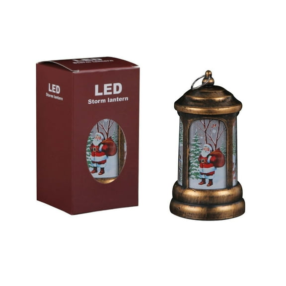 Santa Claus Christmas Lantern - Portable Oil Lamp Night Light for Tree, Table, Home Decor (Small, Festive Holiday Decoration) A