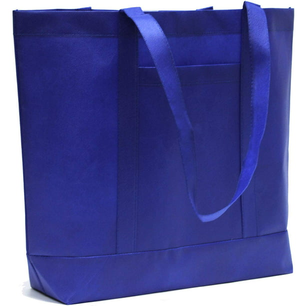 5 CT Royal Blue Non-woven Wide Tote Bag with pocket, Special Design ...
