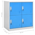 thumbnail image 4 of vidaXL Locker Cabinets 2 pcs Light Grey and Blue 90x45x92.5 cm Steel, 4 of 5