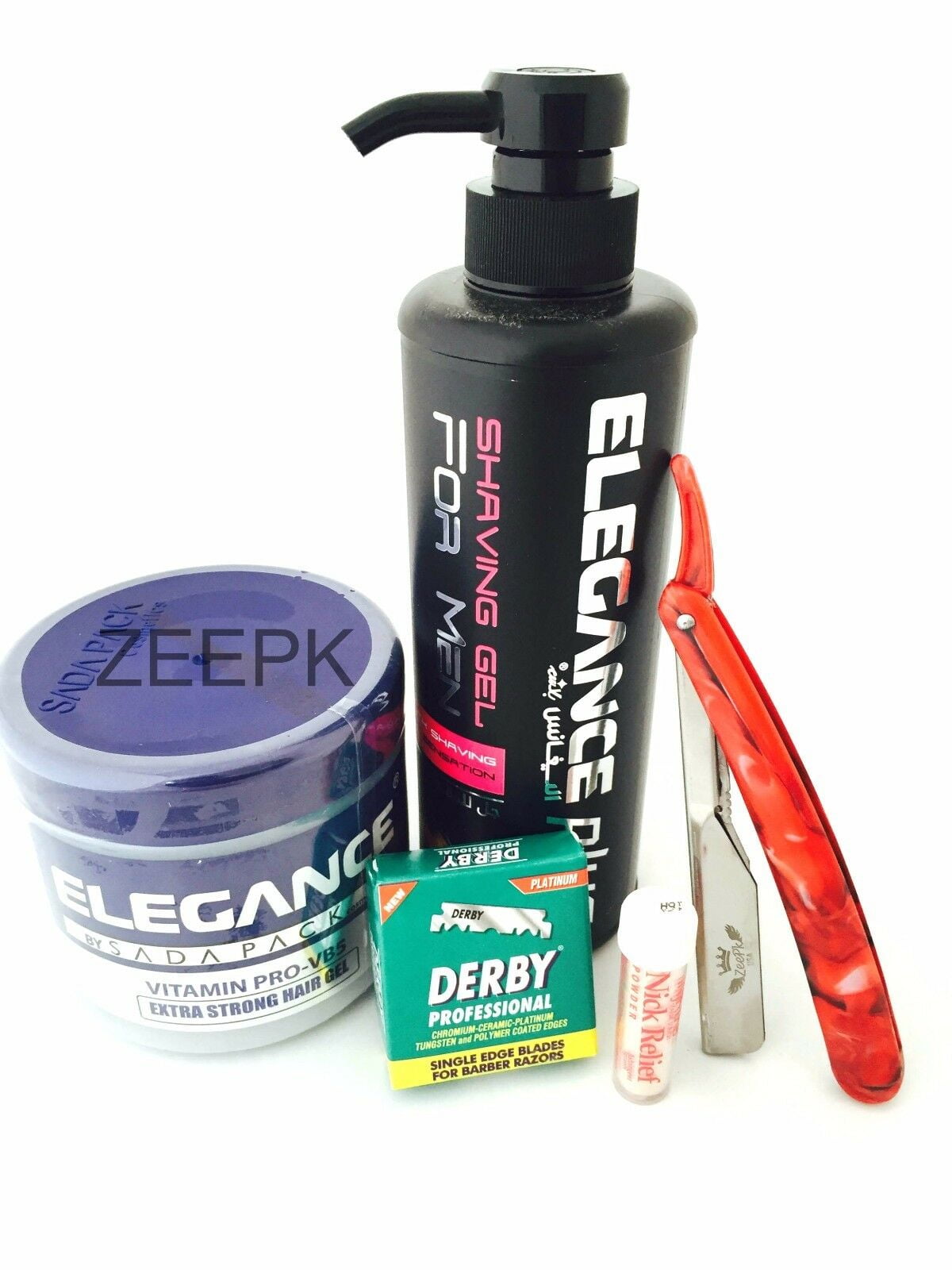 Elegance Clear Shaving + Gel Hair Gel 500 fl oz Zeepk Barber Razor 100