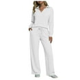 thumbnail image 3 of felwors Women's 2 Piece Lounge Sets Side Slit Outfits Wide Leg Tracksuit Comfy Loungewear Fashion Sweatsuit White, M, 3 of 8